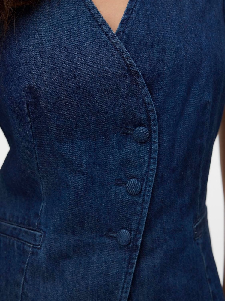 VERO MODA Blue Sleeveless Denim Waistcoat - Image 2 of 4