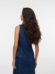 VERO MODA Blue Sleeveless Denim Waistcoat - Image 4 of 4