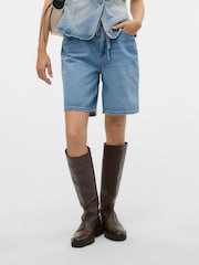 VERO MODA Blue Mid Rise Denim Bermuda Shorts - Image 3 of 5