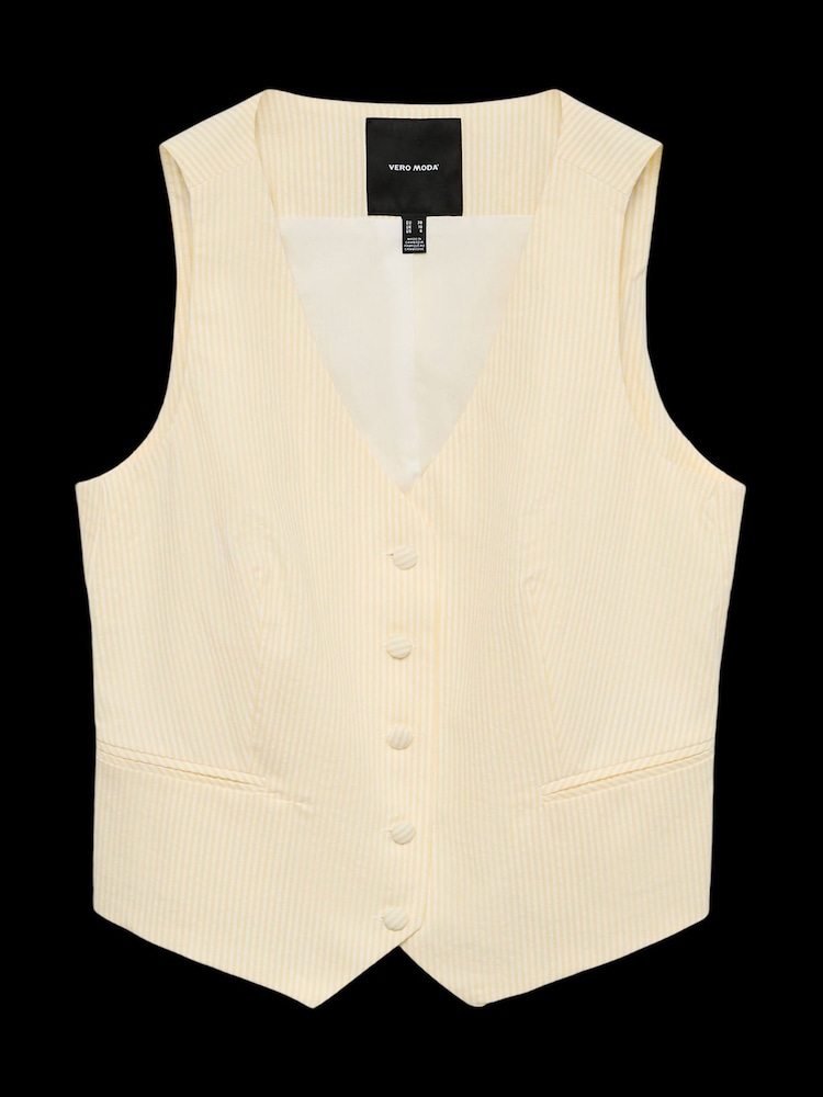 VERO MODA White Sleeveless Seersucker Waistcoat - Image 5 of 5 VERO MODA White Sleeveless Seersucker Waistcoat - Image 5 of 5