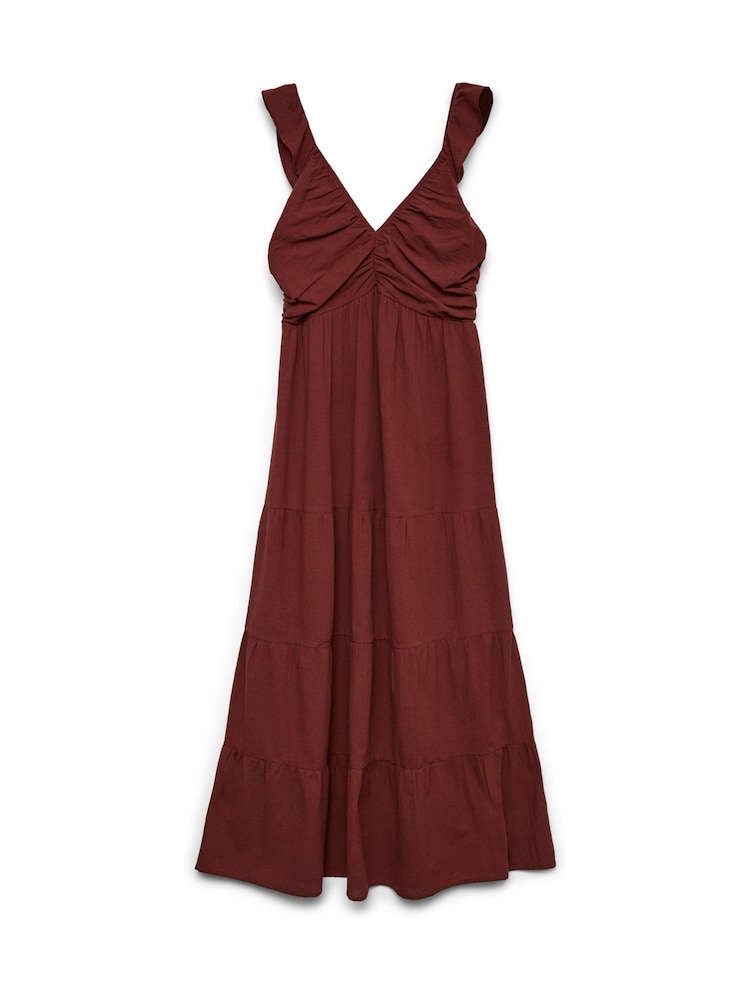 VERO MODA Brown Sleeveless Tiered Ankle Dress - Image 1 of 1