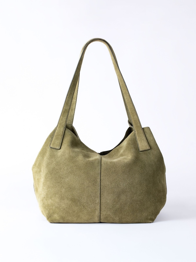 Lakeland Leather Green Santon Suede Tote Bag - Image 2 of 7