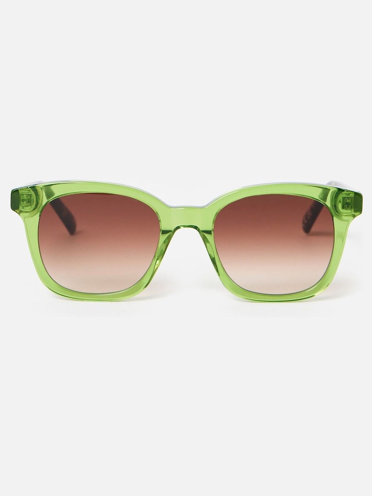 Oliver Bonas Green Crystal Square Acetate Sunglasses - Image 1 of 5
