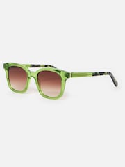 Oliver Bonas Green Crystal Square Acetate Sunglasses - Image 2 of 5