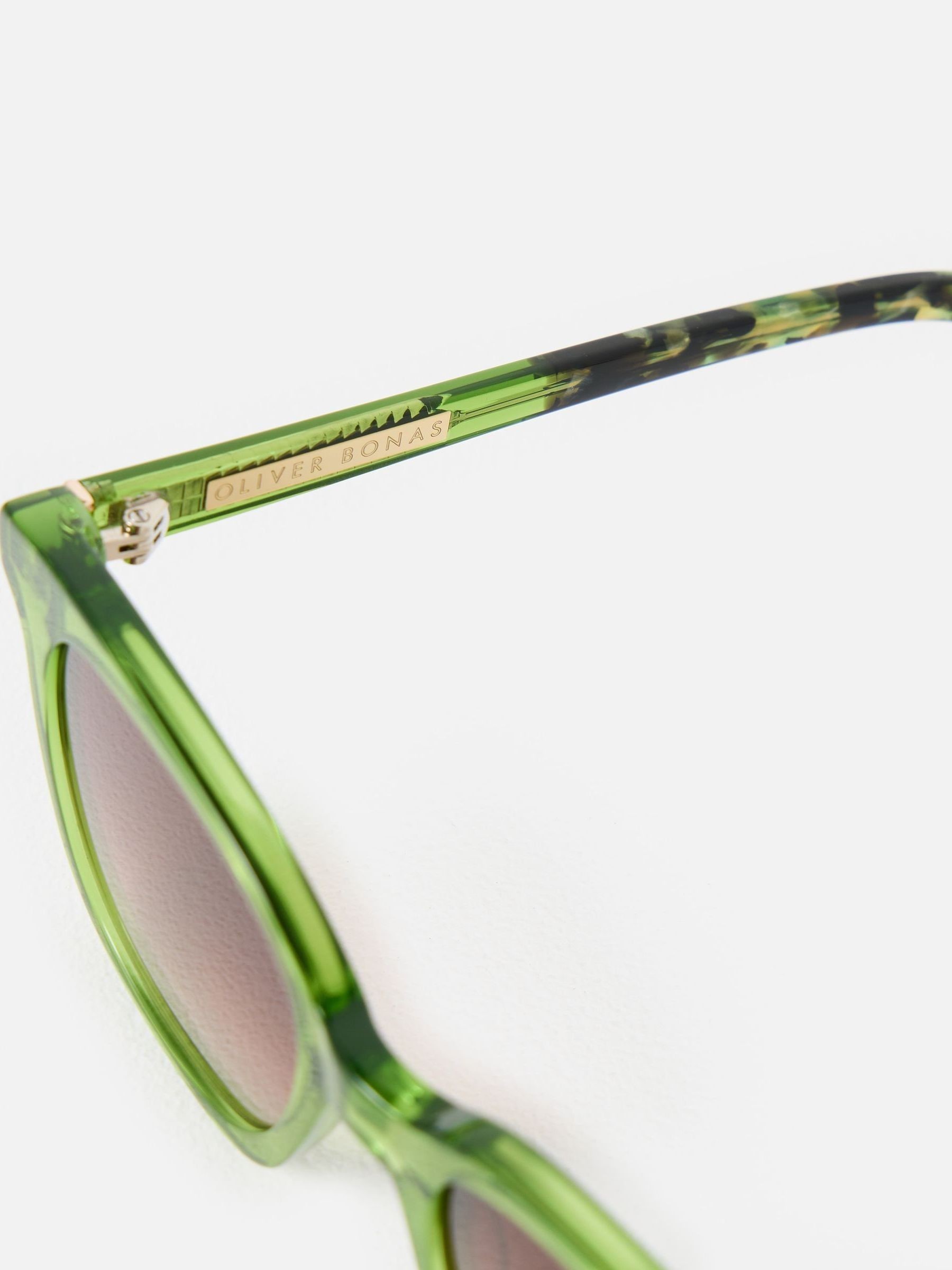 Buy Oliver Bonas Green Crystal Square Acetate Sunglasses from the