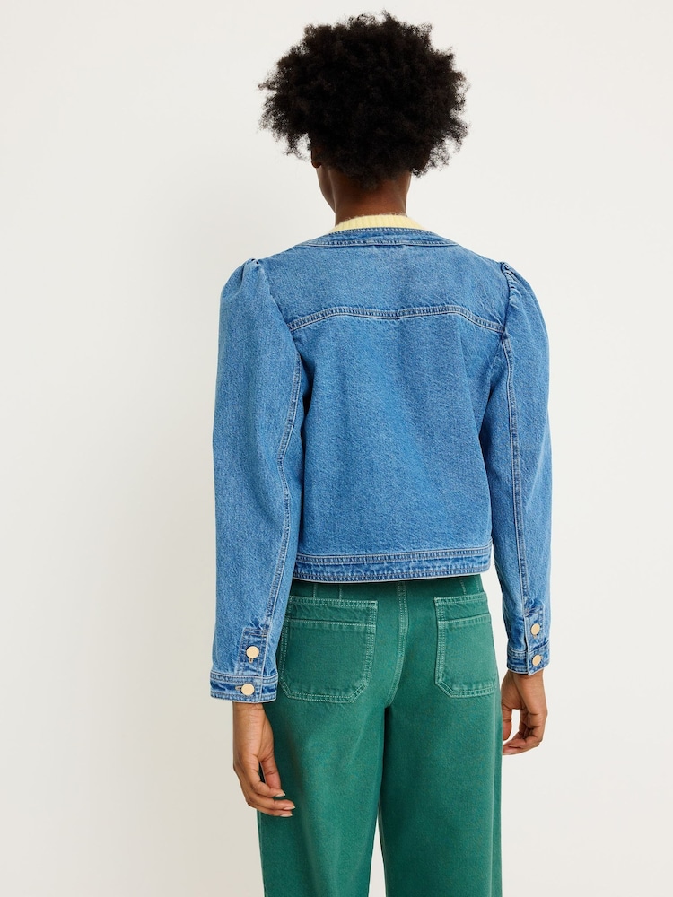 Oliver Bonas Blue Cropped Denim Jacket - Image 2 of 8