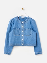 Oliver Bonas Blue Cropped Denim Jacket - Image 3 of 8
