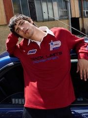 أحمر - EDIT Racing Badge Rugby Shirt - صورة 3 من 9