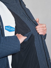Navy/Grey EDIT Micro Check Funnel Neck Puffer Jacket - Image 5 of 5