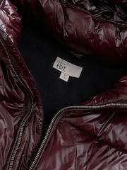 Burgundy Red EDIT High Shine Hooded Puffer Jacket - Image 11 of 12