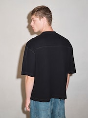 Black Boxy Waffle Texture Edit T-Shirt - Image 3 of 8