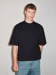 Black Boxy Waffle Texture Edit T-Shirt - Image 5 of 8