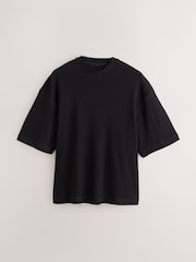 Black Boxy Waffle Texture Edit T-Shirt - Image 6 of 8