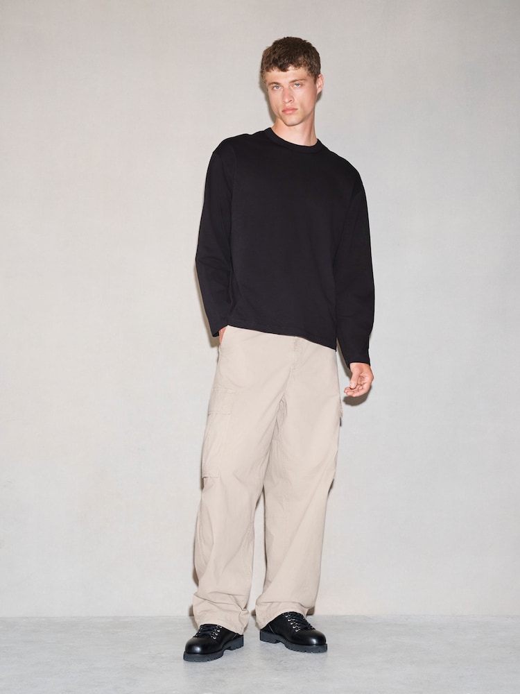 Musta - Long Sleeve Heavyweight Boxy Edit T-Shirt - Kuva 1 / 8