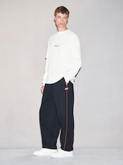 Ecru White Graphic Long Sleeve Edit T-Shirt with Mock Layer - Image 4 of 4