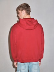 Red EDIT Heavyweight Jersey Relaxed Fit Zip Up Hoodie - Image 4 of 9