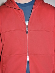 Red EDIT Heavyweight Jersey Relaxed Fit Zip Up Hoodie - Image 6 of 9