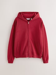Red EDIT Heavyweight Jersey Relaxed Fit Zip Up Hoodie - Image 7 of 9