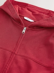 Red EDIT Heavyweight Jersey Relaxed Fit Zip Up Hoodie - Image 8 of 9