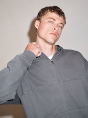 Grey EDIT Heavyweight Jersey Relaxed Fit Zip Up Hoodie - Image 3 of 7