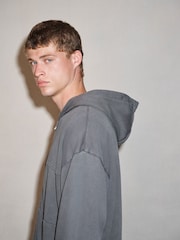 Grey EDIT Heavyweight Jersey Relaxed Fit Zip Up Hoodie - Image 4 of 7