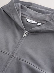 Grey EDIT Heavyweight Jersey Relaxed Fit Zip Up Hoodie - Image 6 of 7