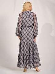 Jolie Moi Black Long Sleeve Tie Neck Maxi Dress - Image 2 of 6