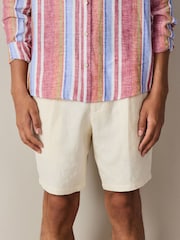 Ecru Relaxed Fit Cotton Rich Tapestry Textured Suit Shorts - Image 1 of 9