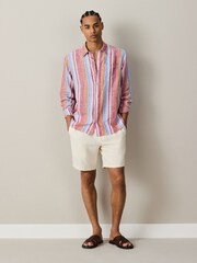 Ecru Relaxed Fit Cotton Rich Tapestry Textured Suit Shorts - Image 2 of 9