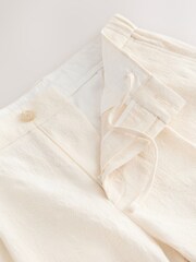 Ecru Relaxed Fit Cotton Rich Tapestry Textured Suit Shorts - Image 8 of 9