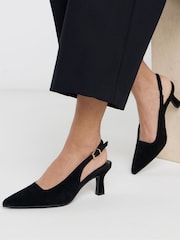 JD Williams Black Pointed Toe Slingback Heel Shoes - Image 1 of 4
