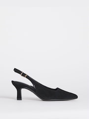 JD Williams Black Pointed Toe Slingback Heel Shoes - Image 2 of 4