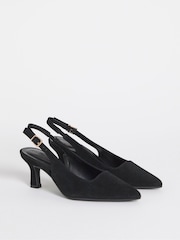 JD Williams Black Pointed Toe Slingback Heel Shoes - Image 3 of 4
