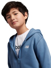 أزرق - هودي ناعم الملمس بسحّاب مزيّن بشعار خلفي صغير من New Balance - صورة 5 من 8