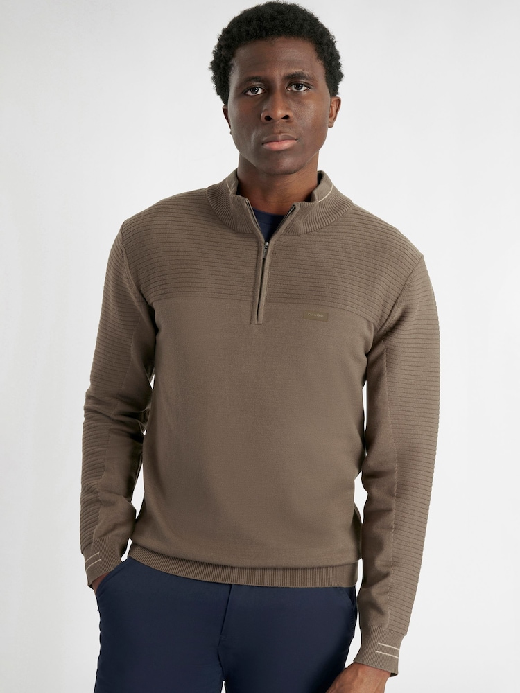 Calvin Klein Golf Brown Jupiter 1/2 Zip Sweater - Image 1 of 9 Calvin Klein Golf Brown Jupiter 1/2 Zip Sweater - Image 1 of 9
