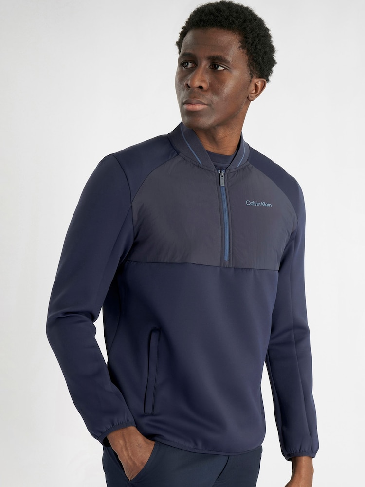 Calvin Klein Golf Navy Greenside 1/2 Zip Hybrid Bomber Jacket - Image 2 of 9 Calvin Klein Golf Navy Greenside 1/2 Zip Hybrid Bomber Jacket - Image 2 of 9
