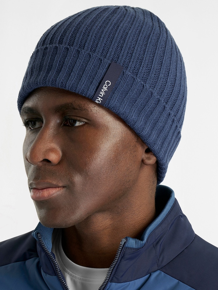 Calvin Klein Golf Blue Albon Ribbed Beanie - Image 2 of 7 Calvin Klein Golf Blue Albon Ribbed Beanie - Image 2 of 7