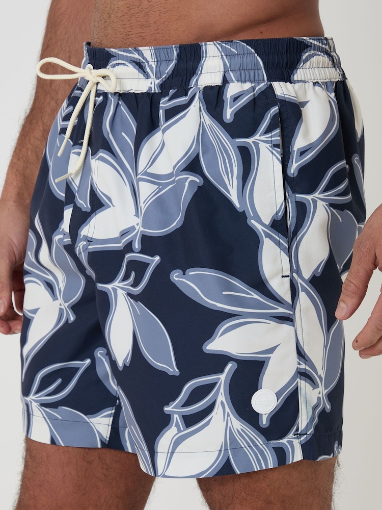 Threadbare Blue Leaf Print Quick Dry Swim Shorts - Image 5 of 5