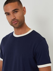 Threadbare Blue Cotton Ringer T-Shirt - Image 4 of 4
