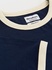 أزرق - تيشرت قطني Ringer من Threadbare - صورة 6 من 6