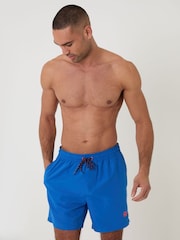 Threadbare Blue Crab Print Embroidered Quick Dry Swim Shorts - Image 3 of 4