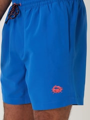 Threadbare Blue Crab Print Embroidered Quick Dry Swim Shorts - Image 4 of 4