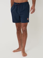Threadbare Navy - Octopus Print Embroidered Quick Dry Swim Shorts - Image 1 of 4