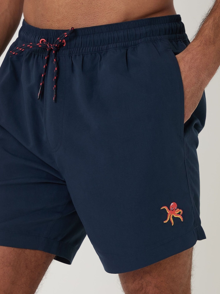 Threadbare Navy - Octopus Print Embroidered Quick Dry Swim Shorts - Image 4 of 4 Threadbare Navy - Octopus Print Embroidered Quick Dry Swim Shorts - Image 4 of 4