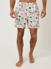 Threadbare Tropical Stamp Print Seersucker Swim Short - 画像 1 / 5