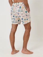 Threadbare Tropical Stamp Print Seersucker Swim Short - 画像 2 / 5