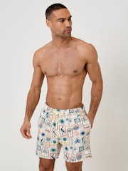 Threadbare Tropical Stamp Print Seersucker Swim Short - 画像 3 / 5