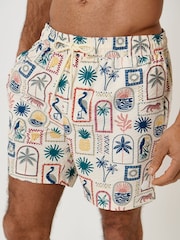 Threadbare Tropical Stamp Print Seersucker Swim Short - 画像 4 / 5