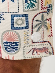 Threadbare Tropical Stamp Print Seersucker Swim Short - 画像 5 / 5
