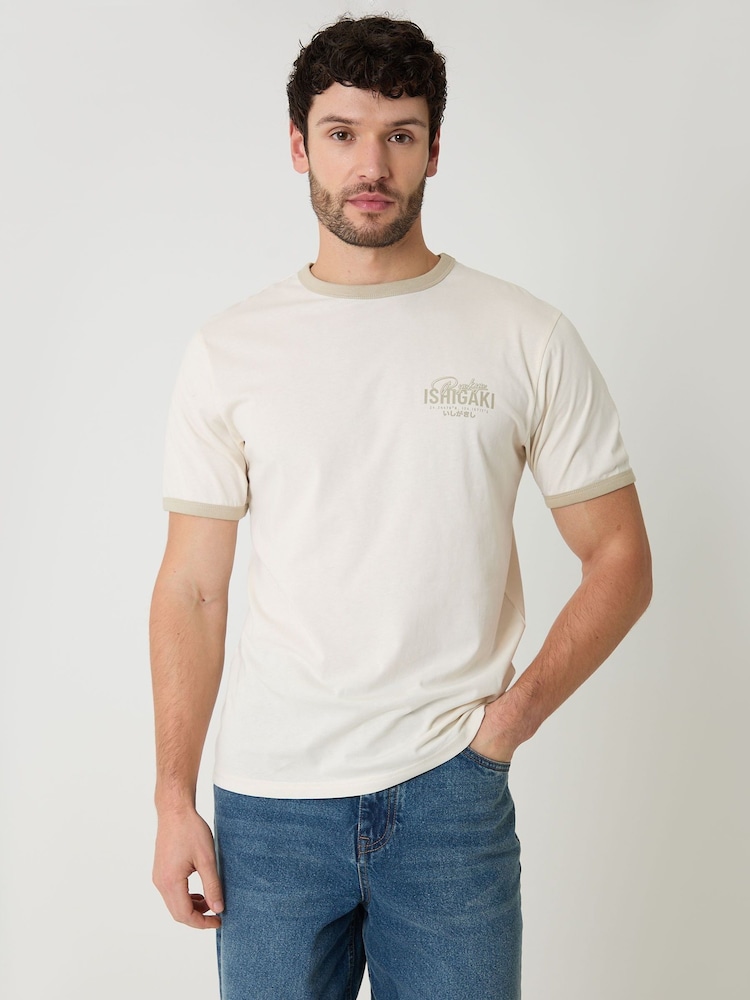 Threadbare Ishigaki Graphic Cotton Ringer T-Shirt - תמונה 1 מתוך 5 Threadbare Ishigaki Graphic Cotton Ringer T-Shirt - תמונה 1 מתוך 5